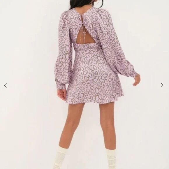 NWT For Love & Lemons June Purple Animal Print Mini Dress Size XS - Picture 2 of 7